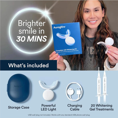 Teeth Whitening Kit with LED Light, 35% Carbamide Peroxide Gel, 20+ Whitening Treatments, (2) 5Ml Whitening Gel Syringes