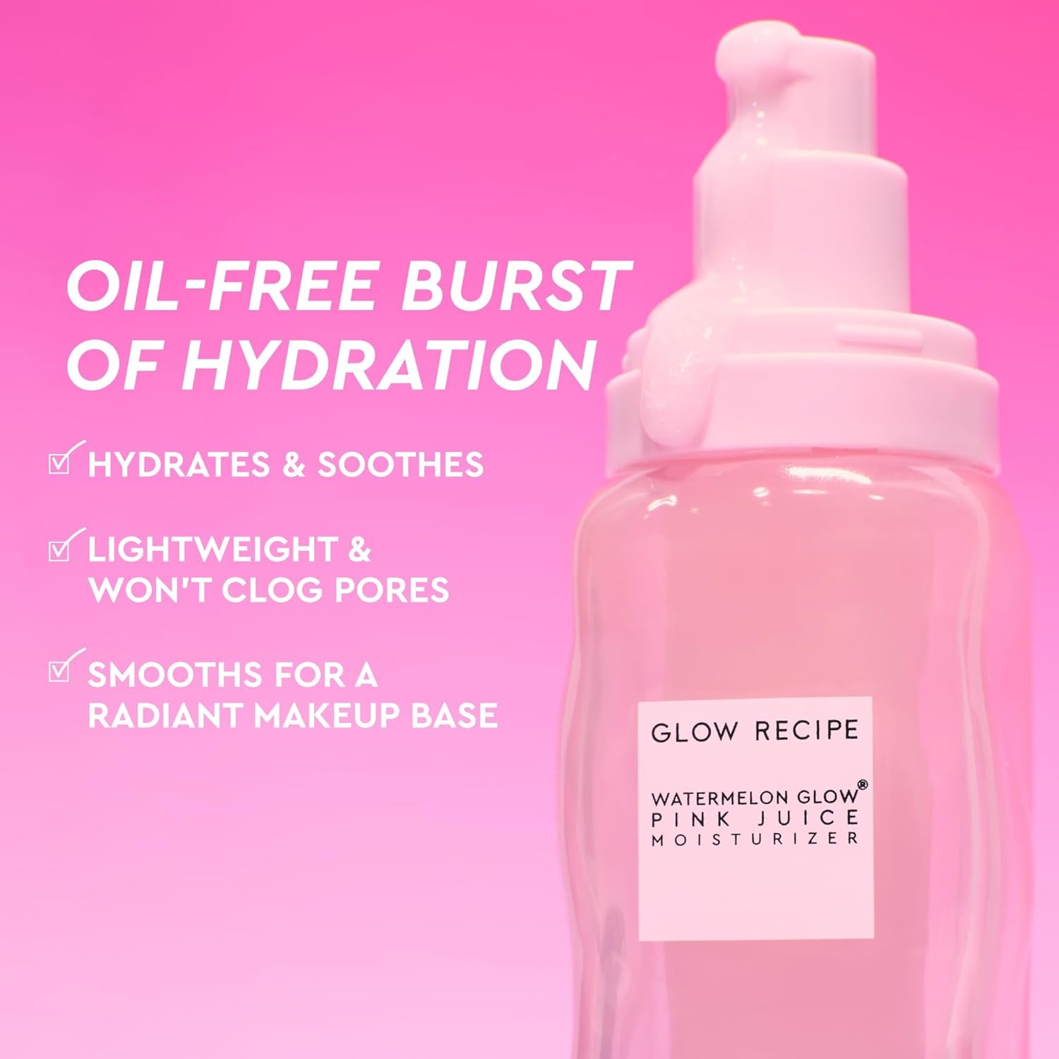 Pink Juice Water Gel Moisturizer - Oil-Free Hydrating Hyaluronic Acid Gel for Oily Skin, Non-Comedogenic, Long-Lasting (50ml)