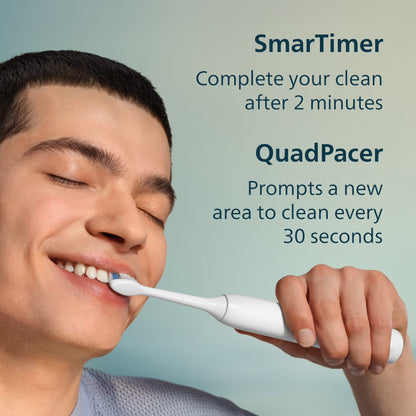Philips  1100 Series Electric Toothbrush - Sonic Toothbrush with Advanced Sonic Technology, Easystart, Smartimer & Quadpacer, Black, Model HX3641/03