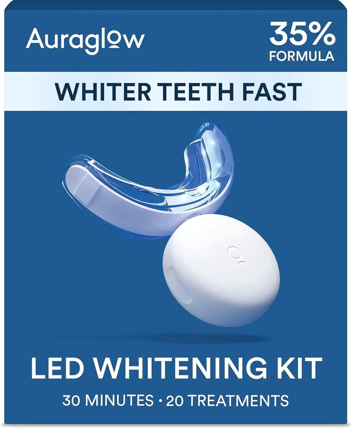 Teeth Whitening Kit with LED Light, 35% Carbamide Peroxide Gel, 20+ Whitening Treatments, (2) 5Ml Whitening Gel Syringes