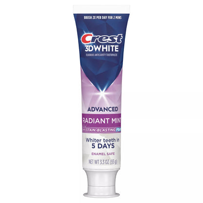 Crest 3D White Advanced Teeth Whitening Toothpaste, Radiant Mint