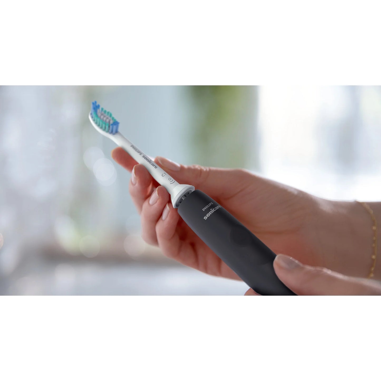 Philips  1100 Series Electric Toothbrush - Sonic Toothbrush with Advanced Sonic Technology, Easystart, Smartimer & Quadpacer, Black, Model HX3641/03