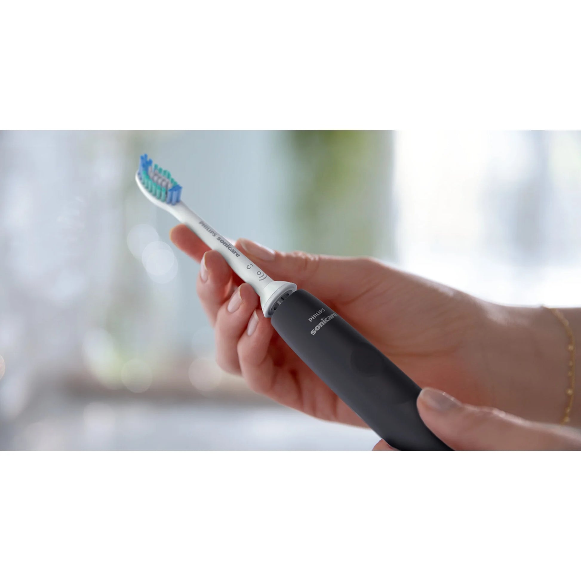 Philips  1100 Series Electric Toothbrush - Sonic Toothbrush with Advanced Sonic Technology, Easystart, Smartimer & Quadpacer, Black, Model HX3641/03