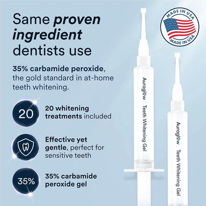 Teeth Whitening Kit with LED Light, 35% Carbamide Peroxide Gel, 20+ Whitening Treatments, (2) 5Ml Whitening Gel Syringes